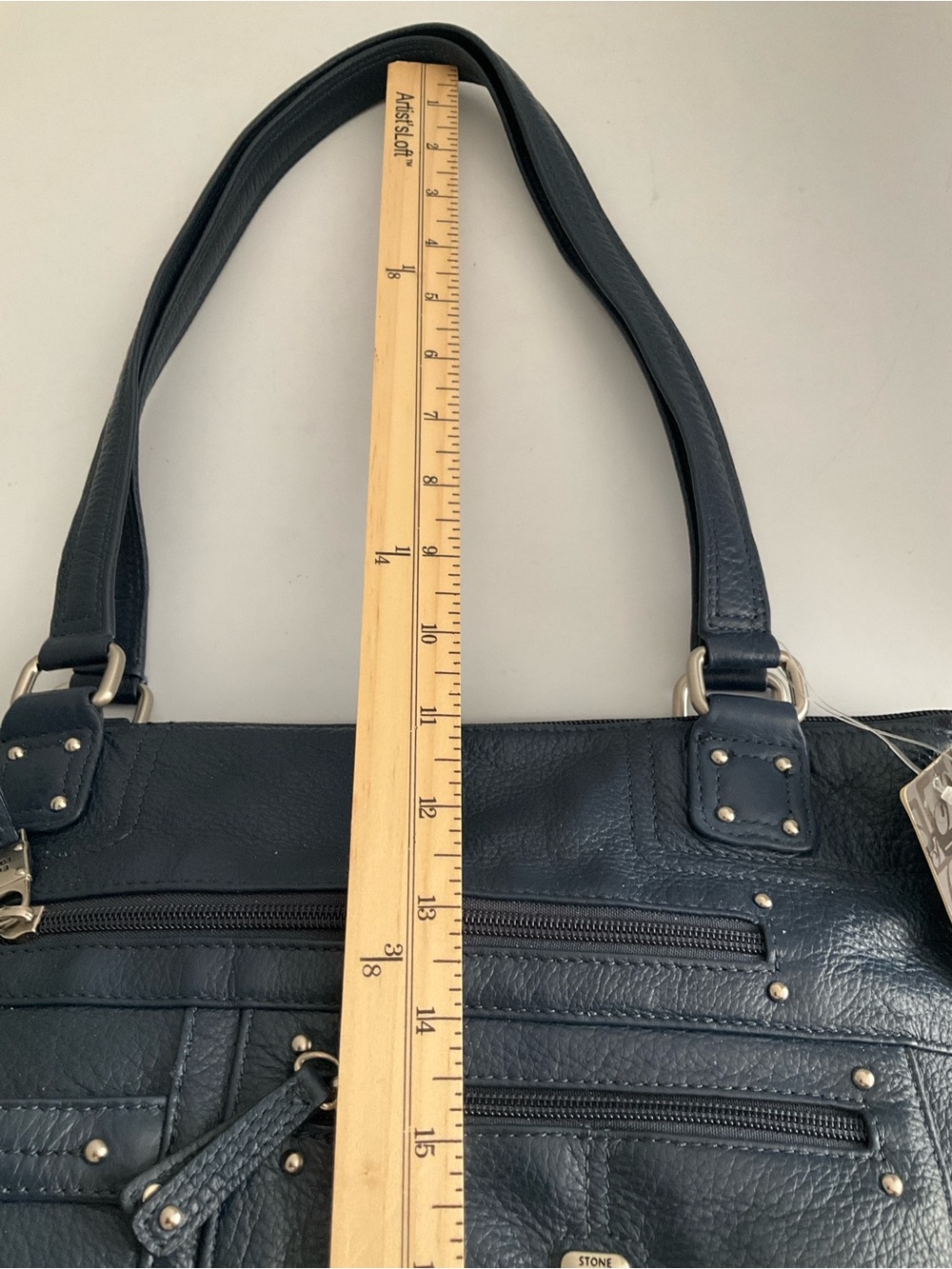 Stone Mountain Accessories Navy Leather Shoulder Bag - Picture 11 of 11